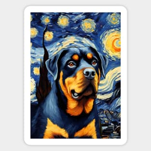 Rottweiler Dog Breed in a Van Gogh Starry Night Art Style Sticker